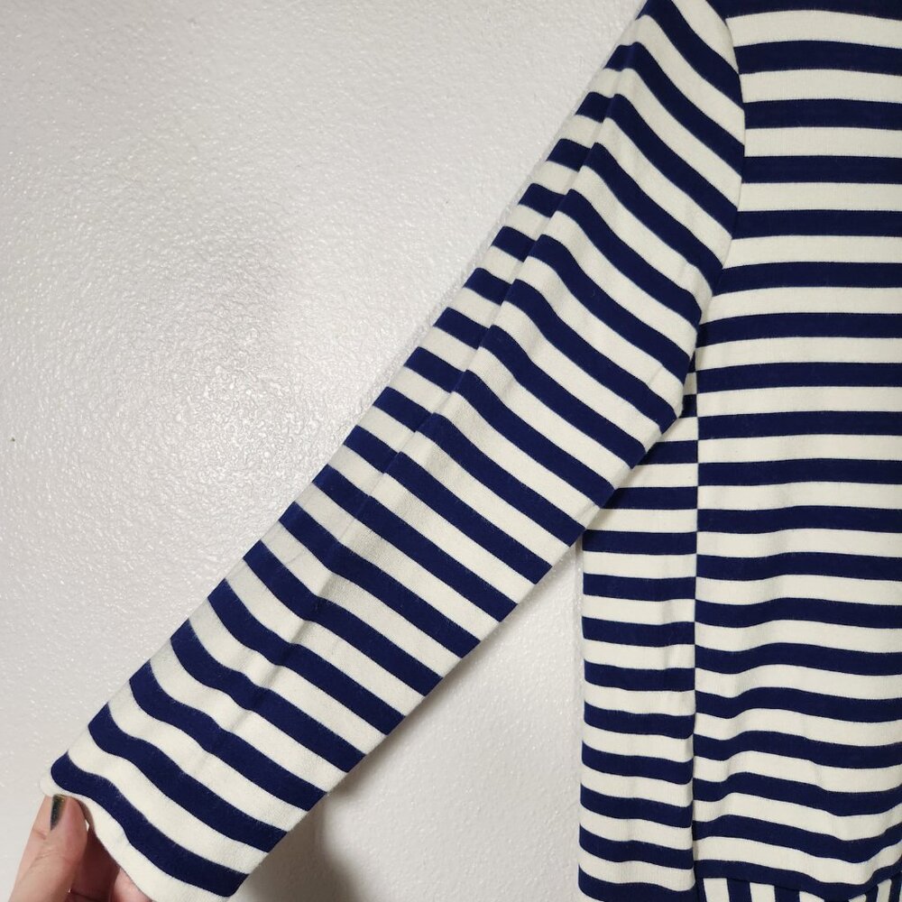 MADEWELL Blue Striped Ponte Knit 3/4 Sleeve Top Shirt Size L Nautical - Picture 4 of 11